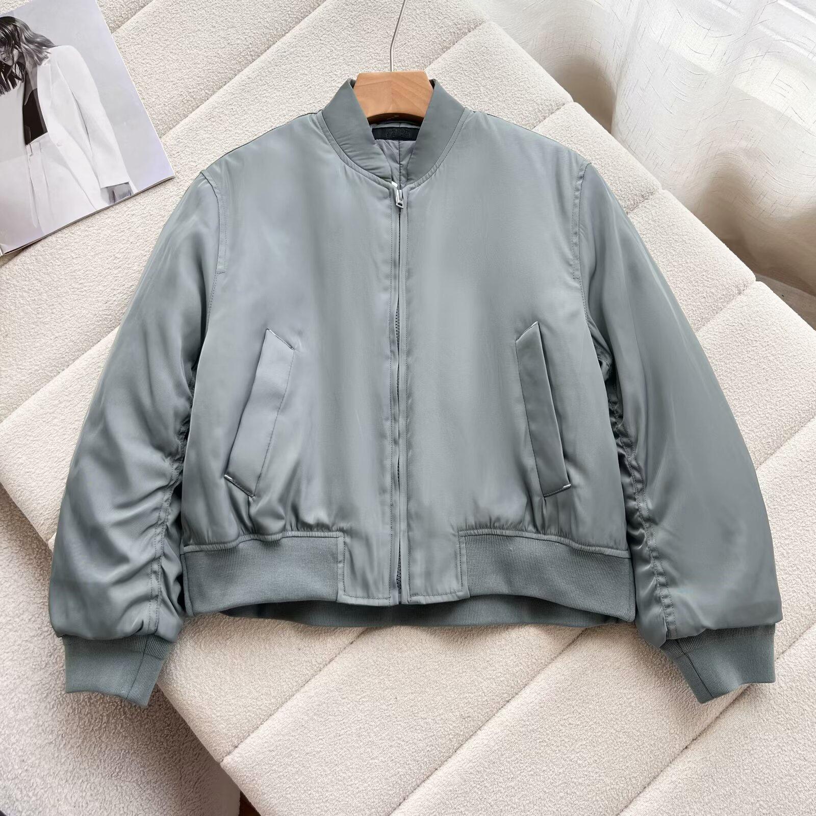 

2025 Spring Women s Stand-Up Collar Bomber Jacket L