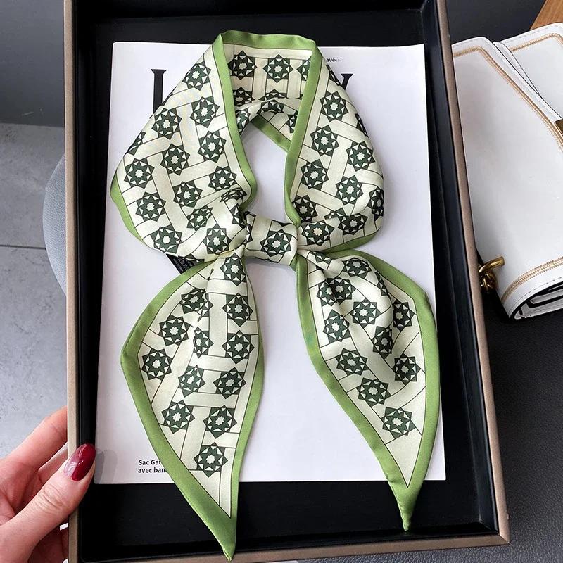 Fashion Print Hair Ribbon Scarf Women Neck Tie Bag Scarfs Satin Silk Skinny Headscarves Ladies Foulard Floral Bands 2026 New