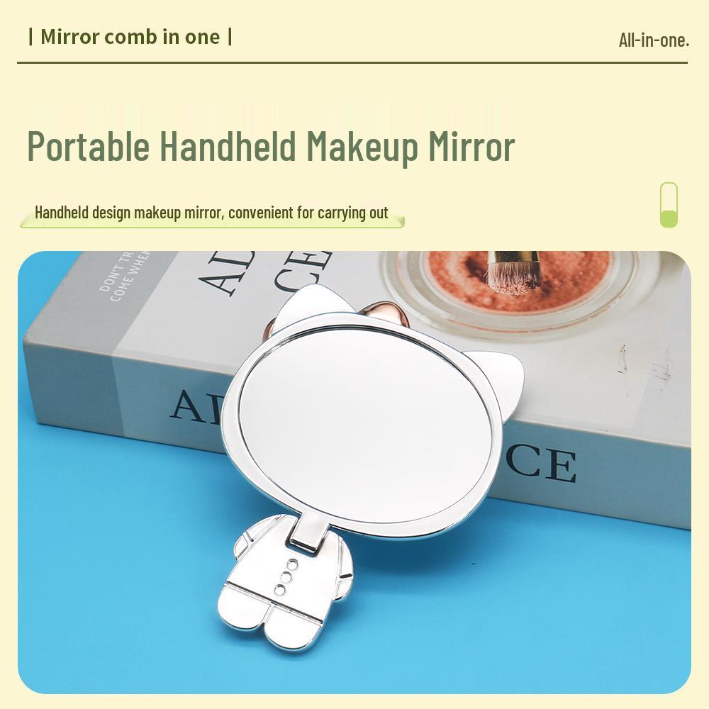 Portable Electroplated Folding Cat Vanity Handheld Makeup Mirror