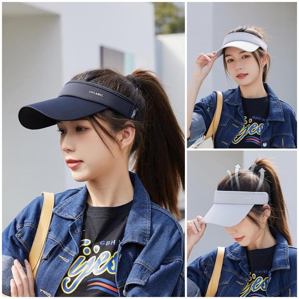 Sun Visor for UV Wide UV Sun Elastic Size Free [Weuiean] Women, Protection, Men's Cap, Brim, Hat, Protection, Protection, Cord, Adjustment, Unisex,