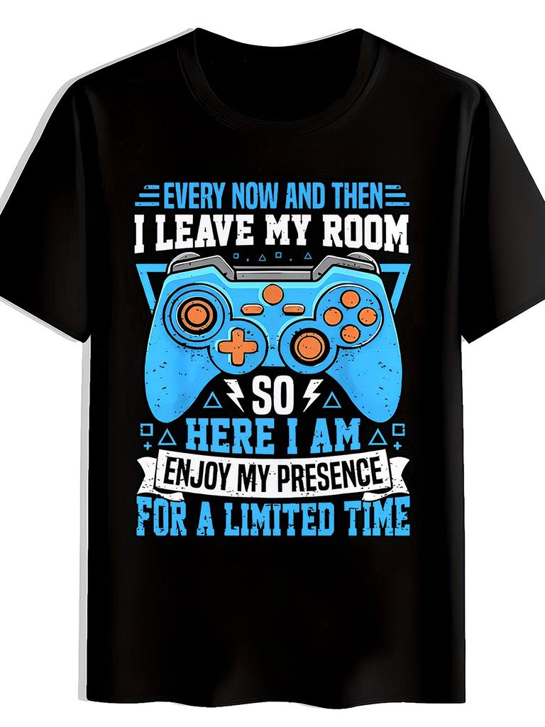 Herren T-Shirt mit Spielcontroller-Print | Blaue Farbe | Sommer Sportbekleidung