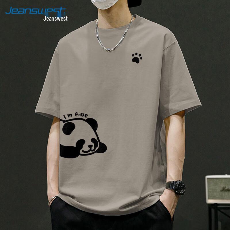 Jeanswest Men s Round Neck Pure Cotton Panda Graphic T-Shirt L