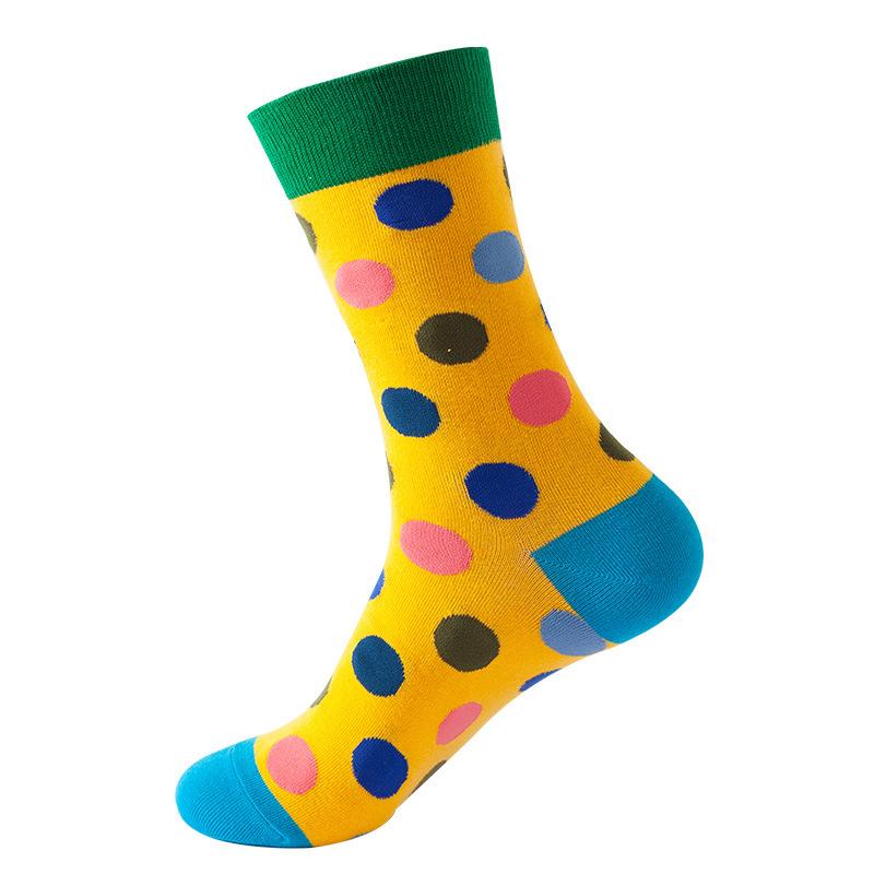 Hundreds Fashion Business Men 100% Cotton Happy Lattice Socks Unisex Boys Combed Hip Hop Street Skateboard Funny High Sox Set
