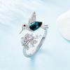 Huajie Blue Zircon Inlay Bird Design Hummingbird Rings for Women Elegant Female Party Adjustable Ring  Accessories Trend