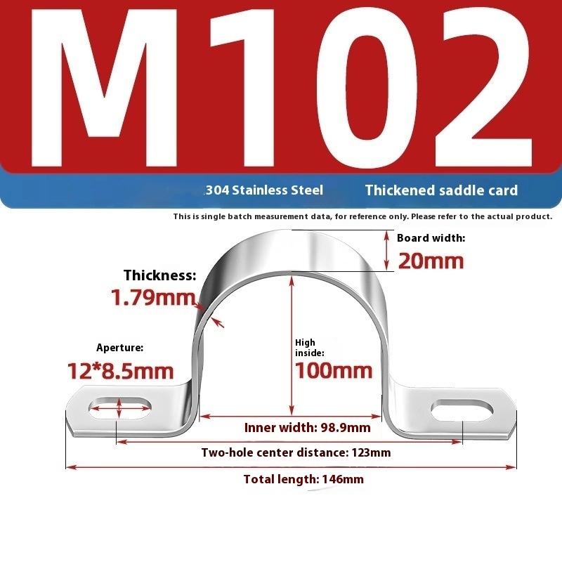 Zesílená U-třmenová sedlová svorka Nerezová ocel Koňský hřbet Drátěné hrdlo Obruč Klipy pro upevnění kabelů Použitelné pro potrubí OD 8-200 mm