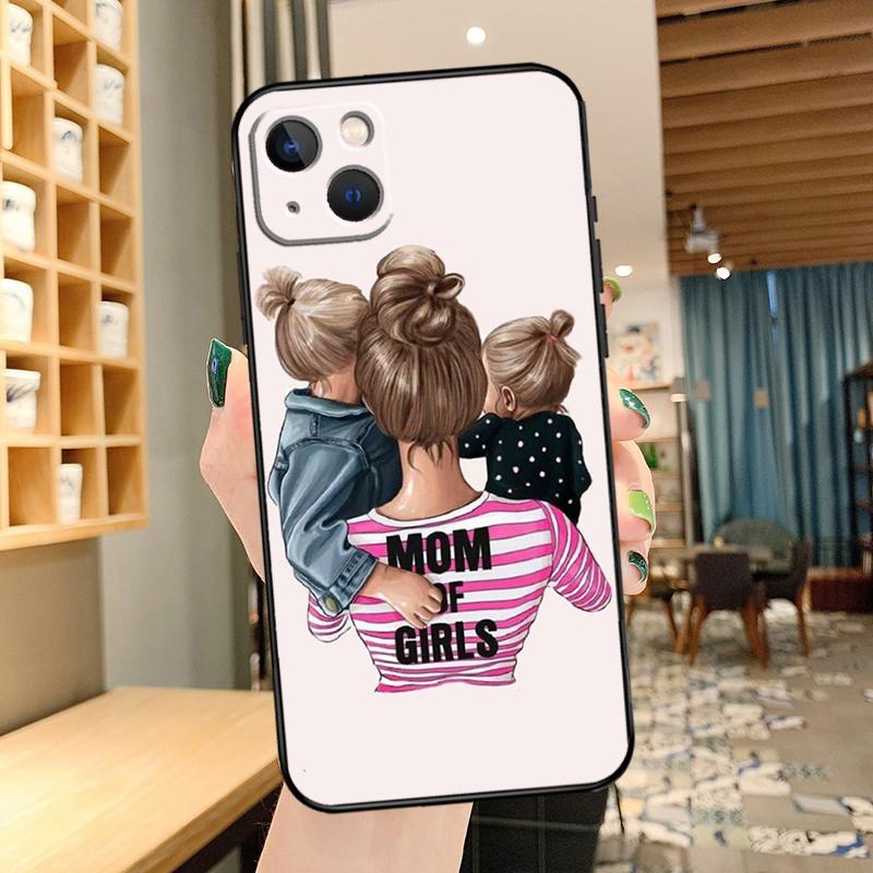 Mom Daughter Girl Son Dad Cover For iPhone 14 15 16 Pro Max XS XR X Case For iPhone 11 12 13 Pro Max Mini Plus
