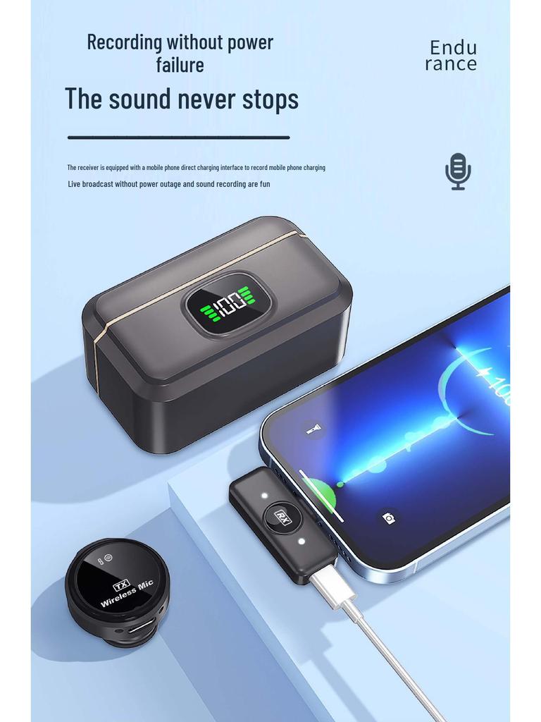 Wireless Lavalier Microphone with Digital Display & Noise Reduction for Mobile Phones & Outdoor Live Streaming