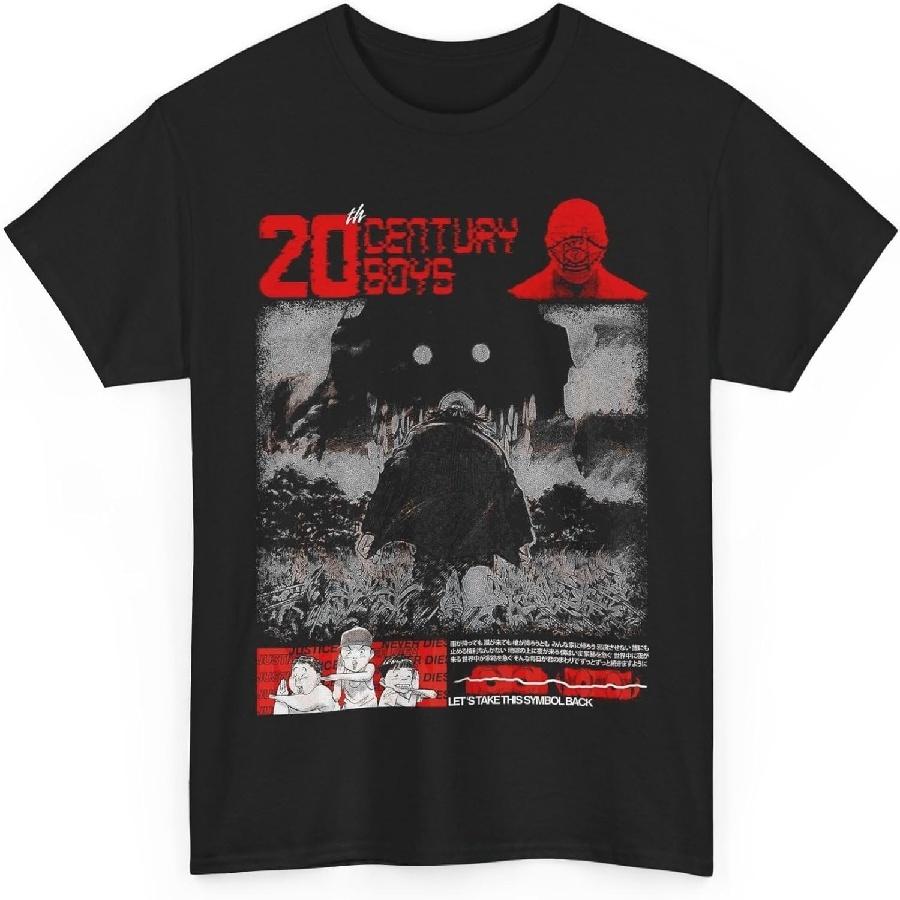 

20th Century Boys Anime T-Shirt Naoki Urasawa Mystery Cryptic Symbol Aesthetic Thrilling Intriguing Stories Shirt S чёрный