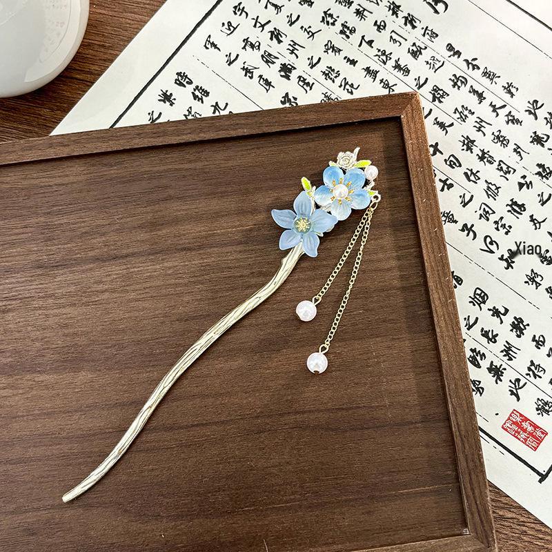Chinesische High-End Quasten Haarnadel: Hanfu-Haaraccessoire im antiken Stil aus Holz