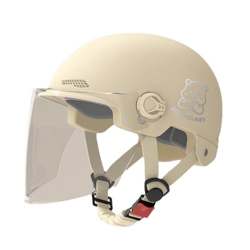 Women's Bear Head Electric Scooter Half Helmet with Sun and Ear Protection, Lightweight, Ventilated, and Warm for Winter.