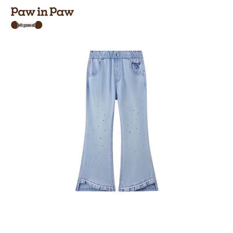 PawinPaw Girls  Cartoon Bear Denim Flare Pants 120
