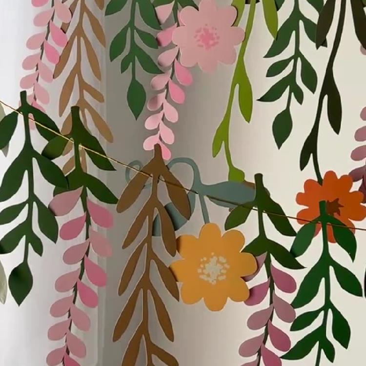 Party Banners Double Sided Leaf Designs Flower Garlands Ornament For School Event Floral Hanging Decoration