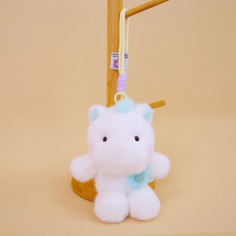 Plush Animal Cute Hanging Toy With Short Faux Fur For Children Travel Doll Bag