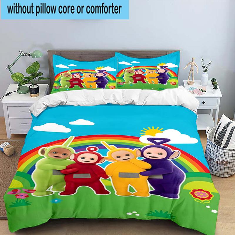 3PCS Tele-tubbies Celebration 3pcs Bedding,Including 3PCS Duvet Cover And 2pcs Pillowcases Perfect for Christmas,Ideal for Bedroom, Dormitory
