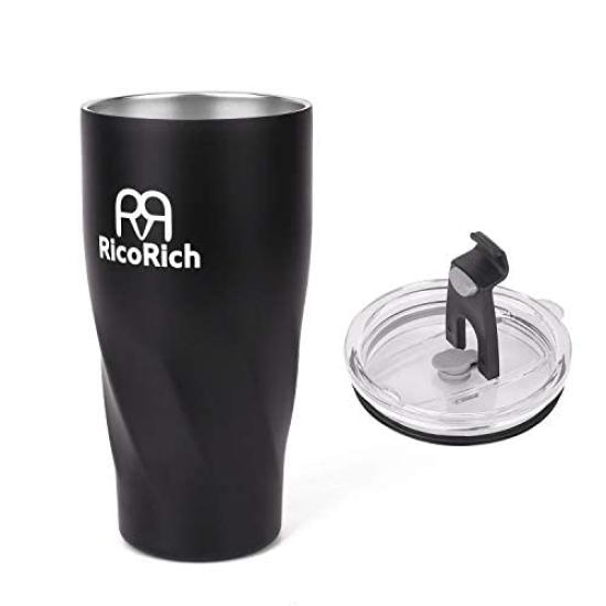 

RicoRich Stainless Steel Tumbler with Vacuum Double Black Lid, Insulated, Walled, 550ml, (F-RRWB07N-BK) чёрный