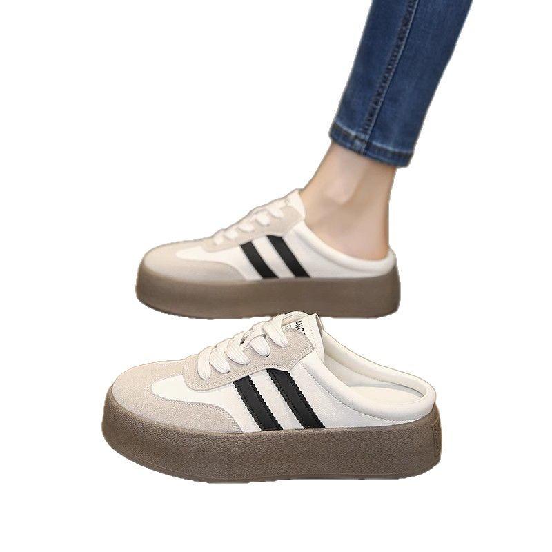 Half Slippers Women's Outer Wear 2025 Spring and Autumn New Thick-soled Bag Head Slippers Lazy One-pedal Shoes Half Drag Women's Shoes