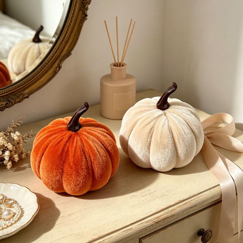 Plush Texture Velvet Pumpkin Velvet Fabric Plush Pumpkin Reusable Artificial Pumpkin Photo Props