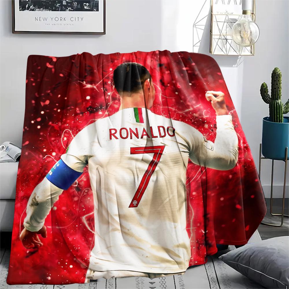 Calcio Ronaldo, coperta in flanella con motivo, alta qualità, confortevole per tutte le stagioni, decorazione per la casa, calore e comfort, perfetta per i regali.