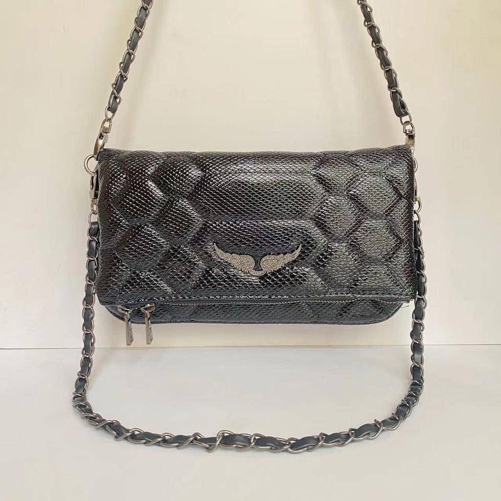 French ZV bag new cross-border foreign trade diamond-encrusted wing chain bag women's crossbody simple casual trend bag