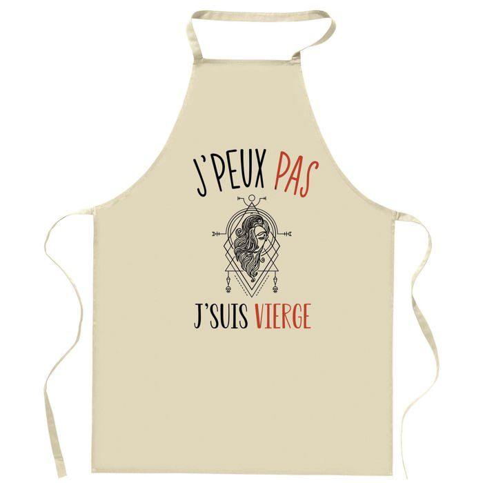 Tablier de cuisine - Planetee - Motif signe Vierge "J'peux pas" - Coton résistant - Impression France DTG