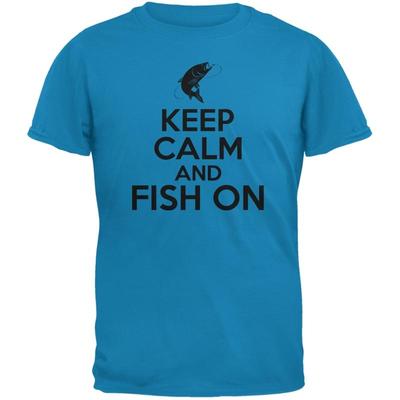 Keep Calm Fish On Sapphire Blue Adult T Shirt