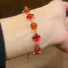 Elegant Red Crystal Glass Flower Bracelet: Retro-Chic High-End Bangle for Women