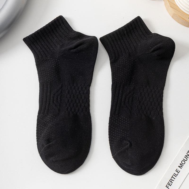 Men's Spring and Summer Simple Pure Color Sports Sweat Absorbent Mesh Breathable Massage Bottom Short Tube Cotton Socks