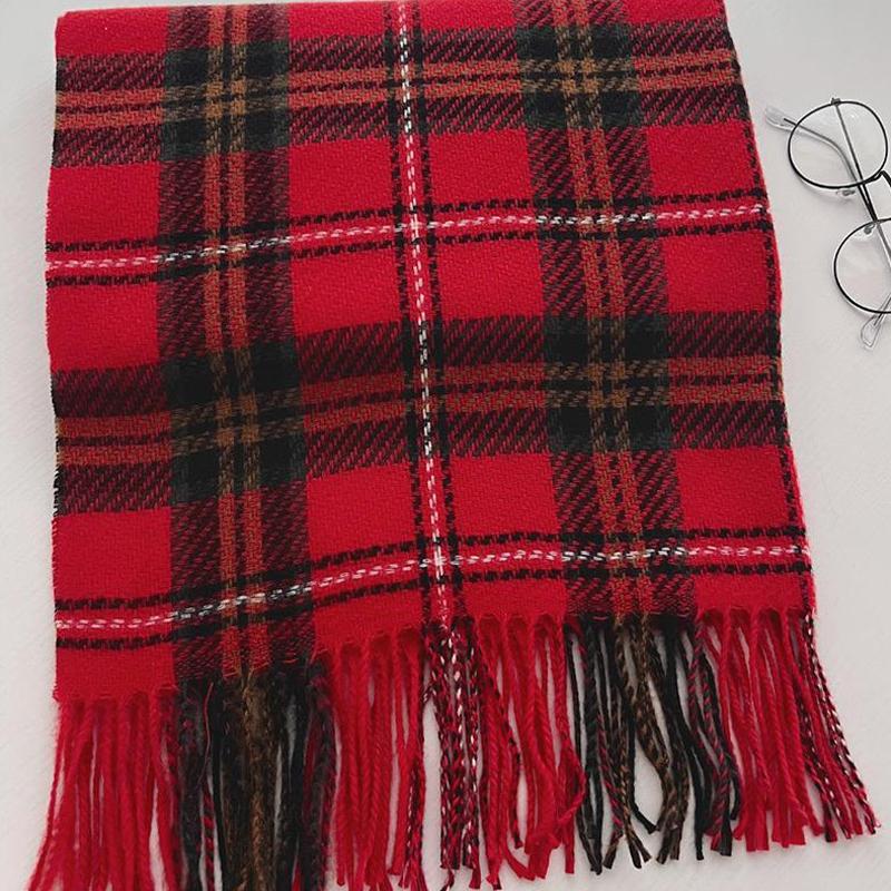 Scarf Women'S Winter Imitation Cashmere Plaid Fashionable And Versatile Warm Student Ins Tassel Shawl