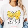 Personalized Teacher T Shirt Custom Coquette Pencil Bow Back To School Teach Vintage Washed Soft Comfortable Fashion Slightly