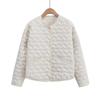 Kalp Şeklinde Kapitone Kadın Ceketi Sonbahar Kış Günlük O Yaka Mont Düz Renk Düğmeli Cepli Montlar Yeni Gelen Kadın Dış Giyim