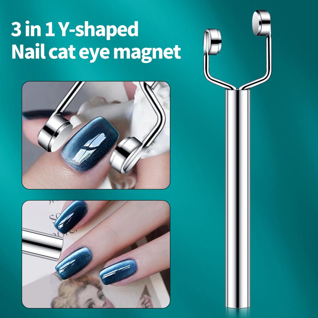 Y Shape Nail Magnet Pens,Magnetic Nails Polish Magnet Wand for Nails Cats Eye Nail Design Tools Nail Art Accessories