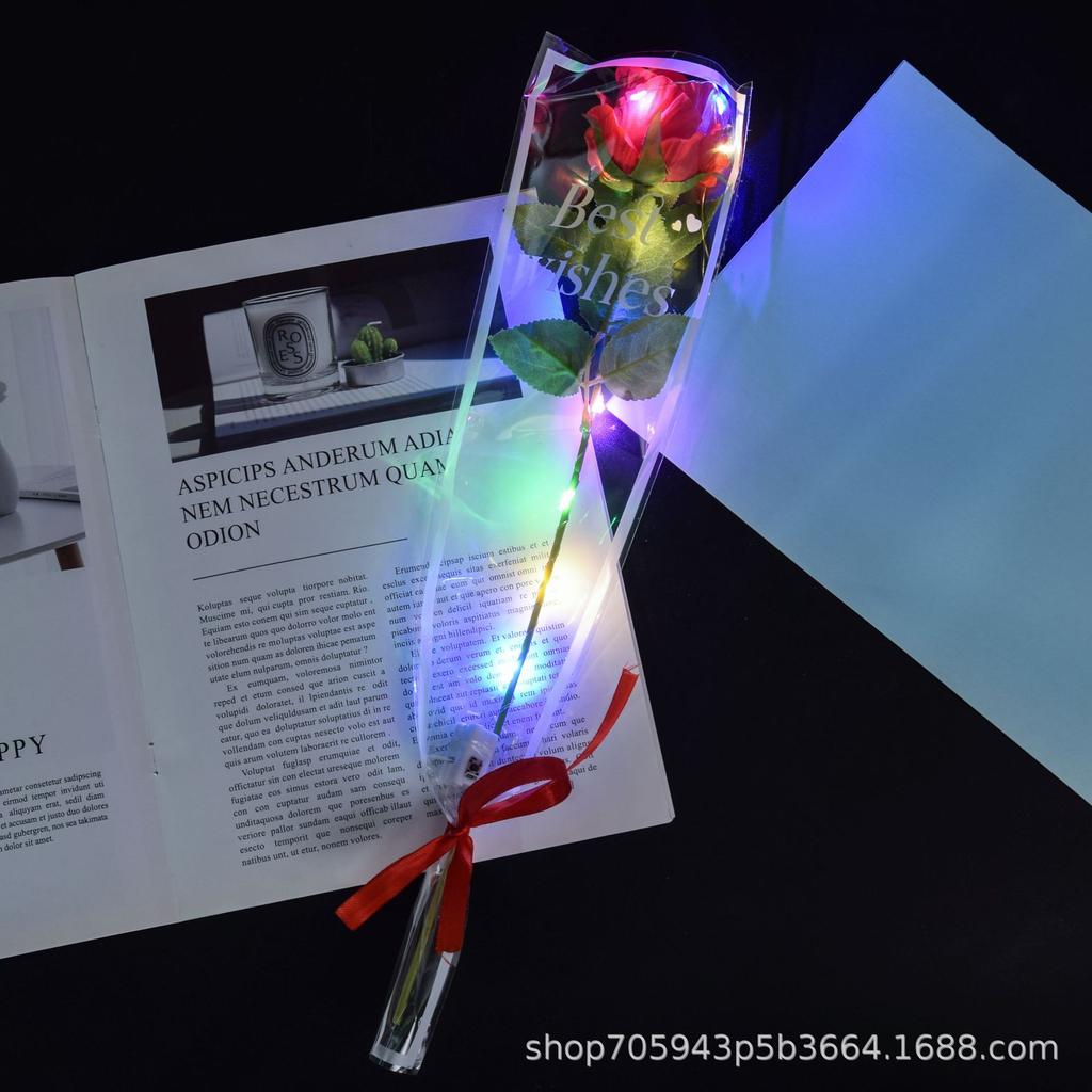 1pcs Led Light Up Glowing Roses Red Flower Bouquet Led Flash Handheld Valentine's Day Glow Party Wedding Decoration