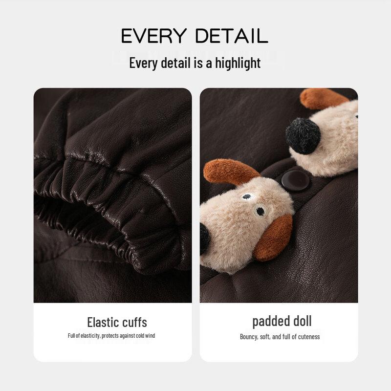 MOMOCO Boys' Fleece-Lined Hooded PU Leather Jacket