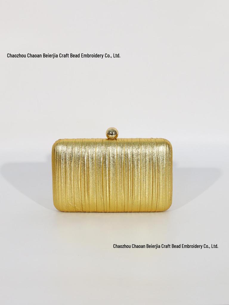 Gold Plissierte Umhänge-Clutch: Quadratische Abendtasche für Brautjungfern & gesellschaftliche Veranstaltungen