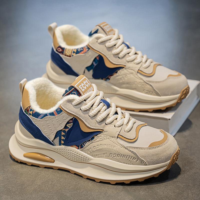 Men's shoes 2 winter new warm thickened cotton shoes velvet men's sports shoes non-slip and wear-resistant dad shoes