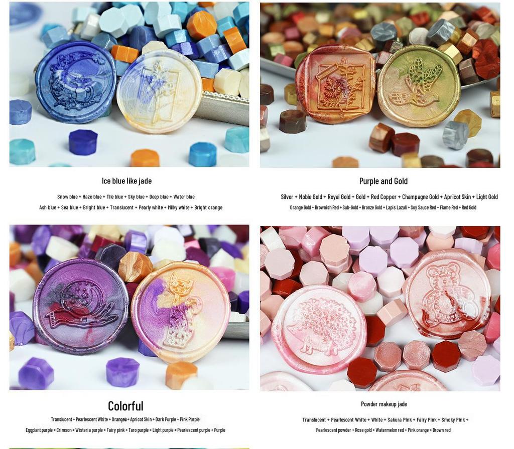 148 Pearlescent Octagonal Sealing Wax Beads - Mixable Colors, 500g Package