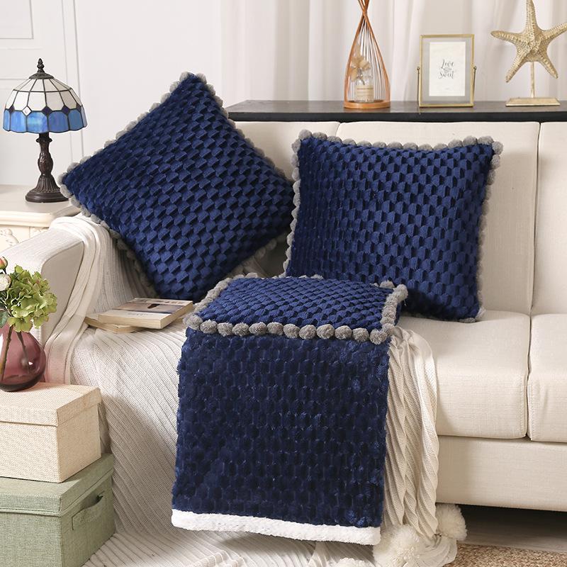 

Plush Pillow Quilt Blanket Throw Pillow Folding Car Cushion Pillow 2-In-1 Office Car Lunch Break Household Sofa Cushion Blanket About 105x150cm