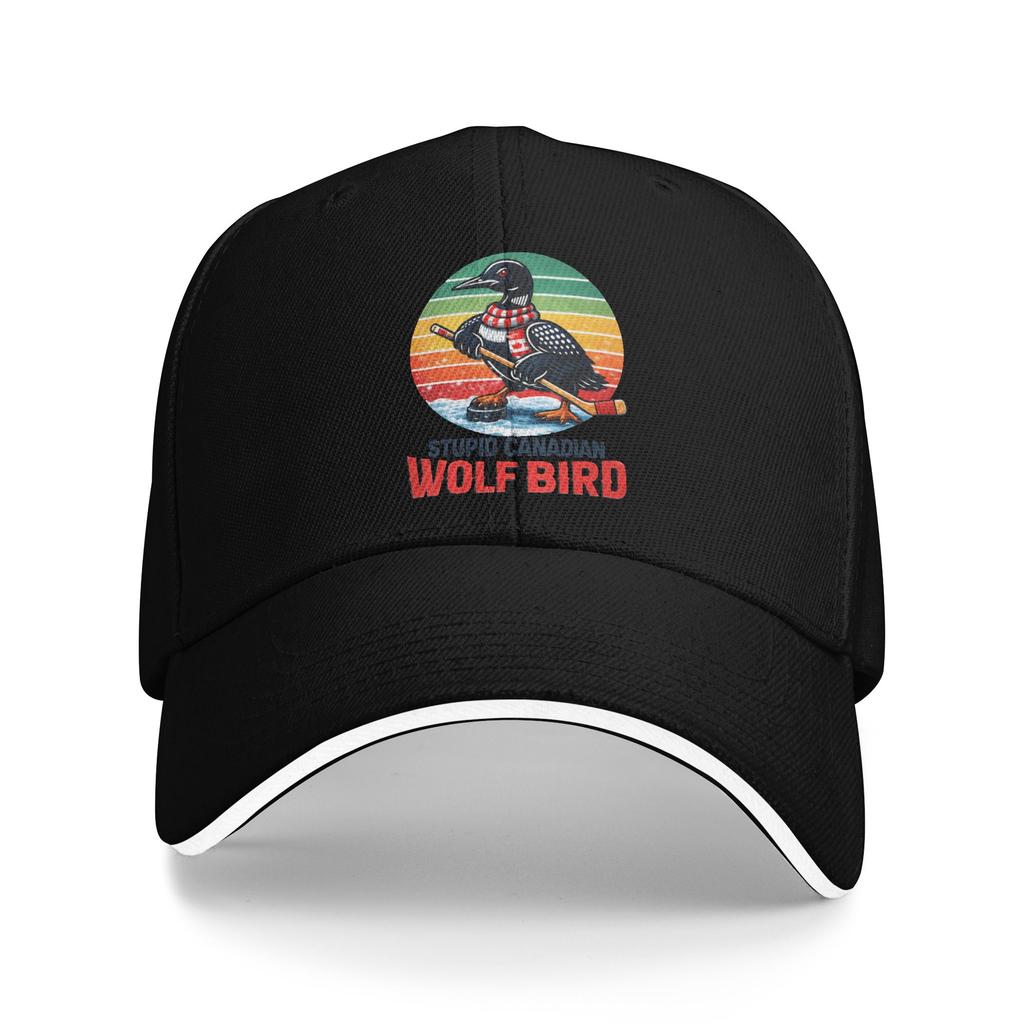 Stupid Canadian Wolf Bird Funny Hockey Meme Ice Sports Casual Baseball Cap Hunting Trucker Hat Summer Men Fashion Snapback Cap