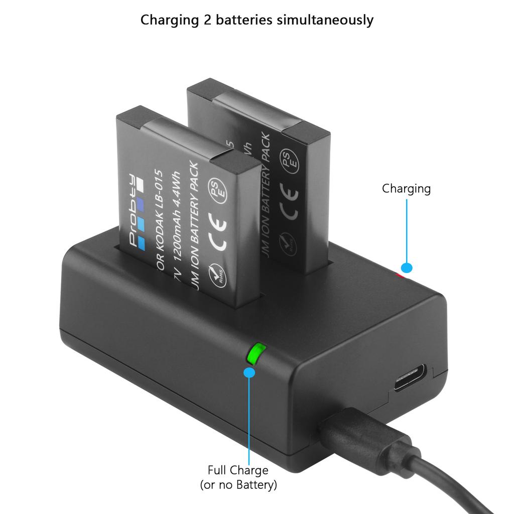 KODAK PIXPRO WPZ2 Aksiyon Kamerası Aksesuarları için LB-015 LB015 2 Kanallı USB Pil Şarj Cihazı