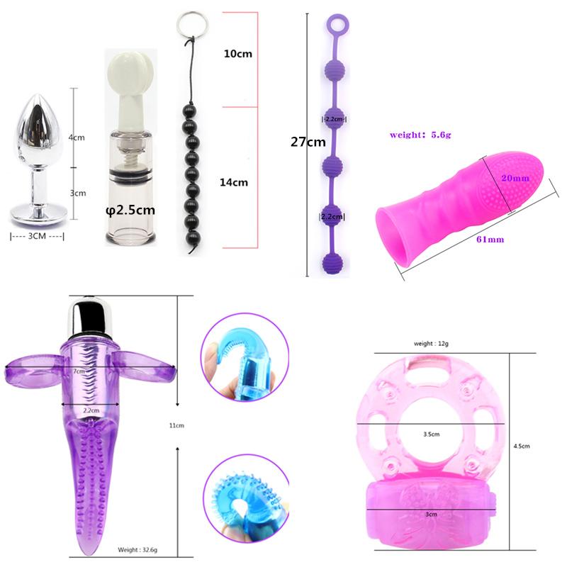 7/10/12/35pcs BDSM Bondage Restraint Kit Bullet Vibrator Handcuff Whip Mouth Gag Anal Bead Butt Plug Adult Game
