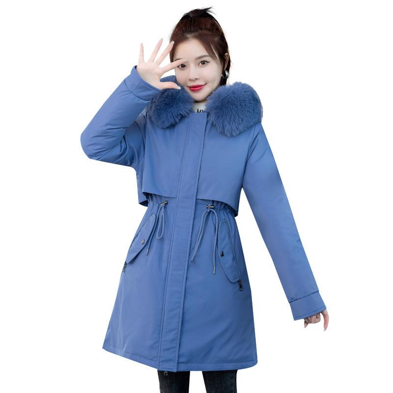 Women's Mid-Length Velvet-Enhanced Parka, Plus-Size Winter Cotton Coat, Trendy Padded Jacket.
