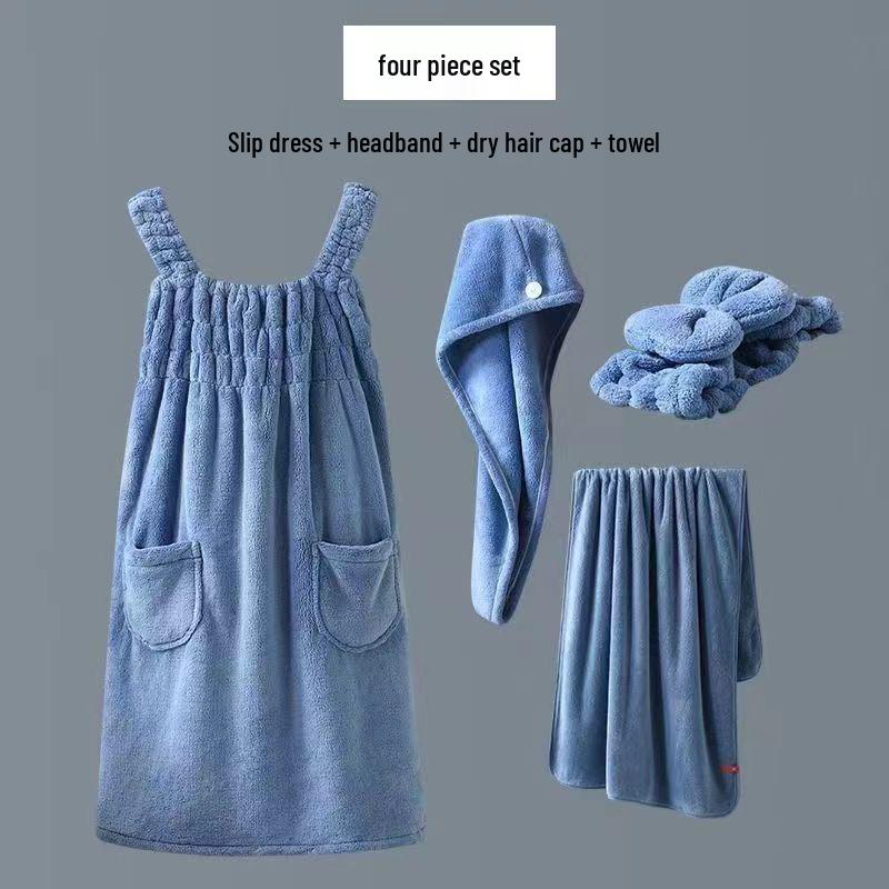 Women's Wrapable Cotton Bath Towel - Quick-Drying, Absorbent, Wearable Skirt with Pocket (2024 Summer Edition)