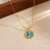 Gold Plated Stainless Steel Abalone Shell Pendant Necklace for Women
