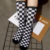 Cotton Sports Street Female Women Hosiery Checkered Socks Middle Tube Socks Korean Style Socks
