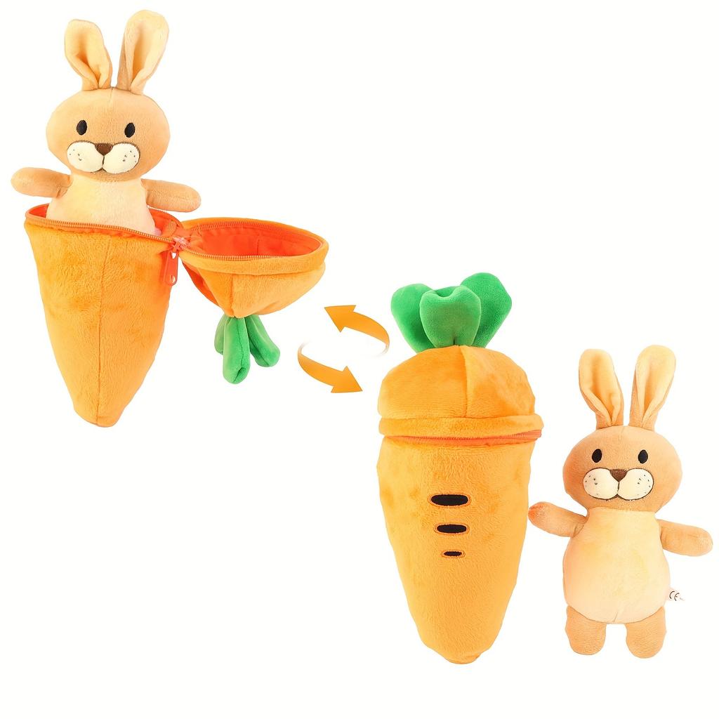 28cm Easter Plush Carrot Bunny Stuffed Surprise Zip Up Rabbit Hideaway Inspired Gift Birthday Decor Creative Throw Plush Toys