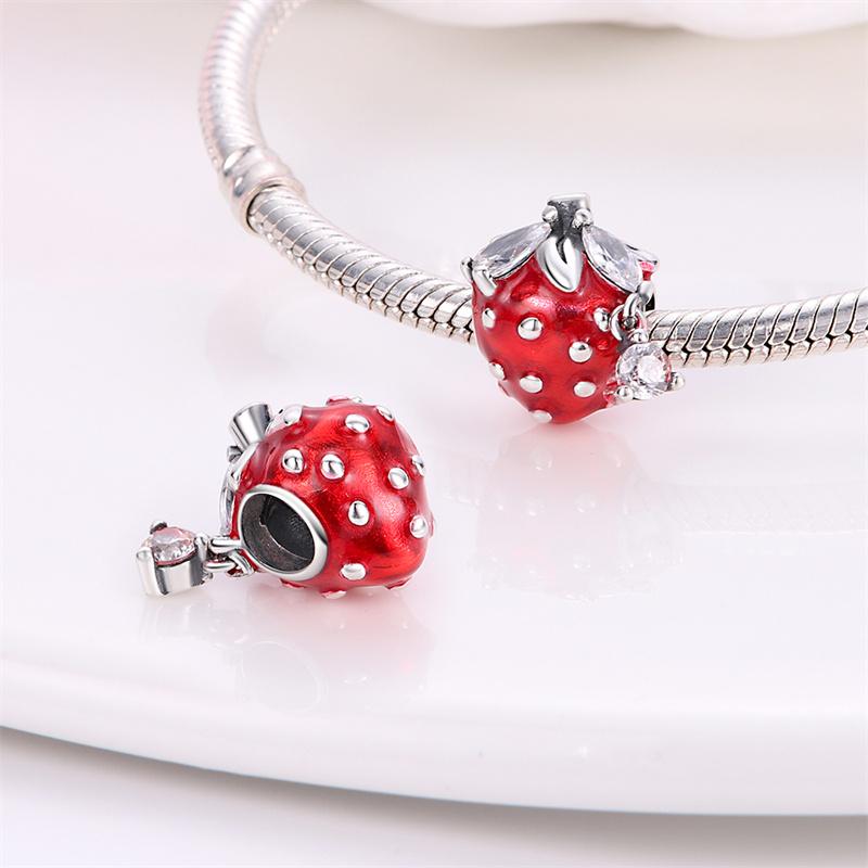 Charm S925 Silver Fruit Strawberry Bead Suitable for Original Bracelet Women DIY Jewelry Making