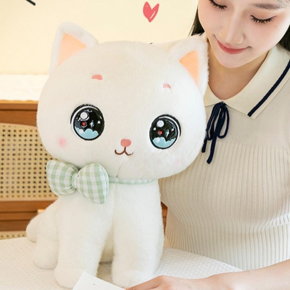 Pet Pink Cat Plush Toy Fluffy Animal Stuff Doll Fun Bow Cat Plush  Friends