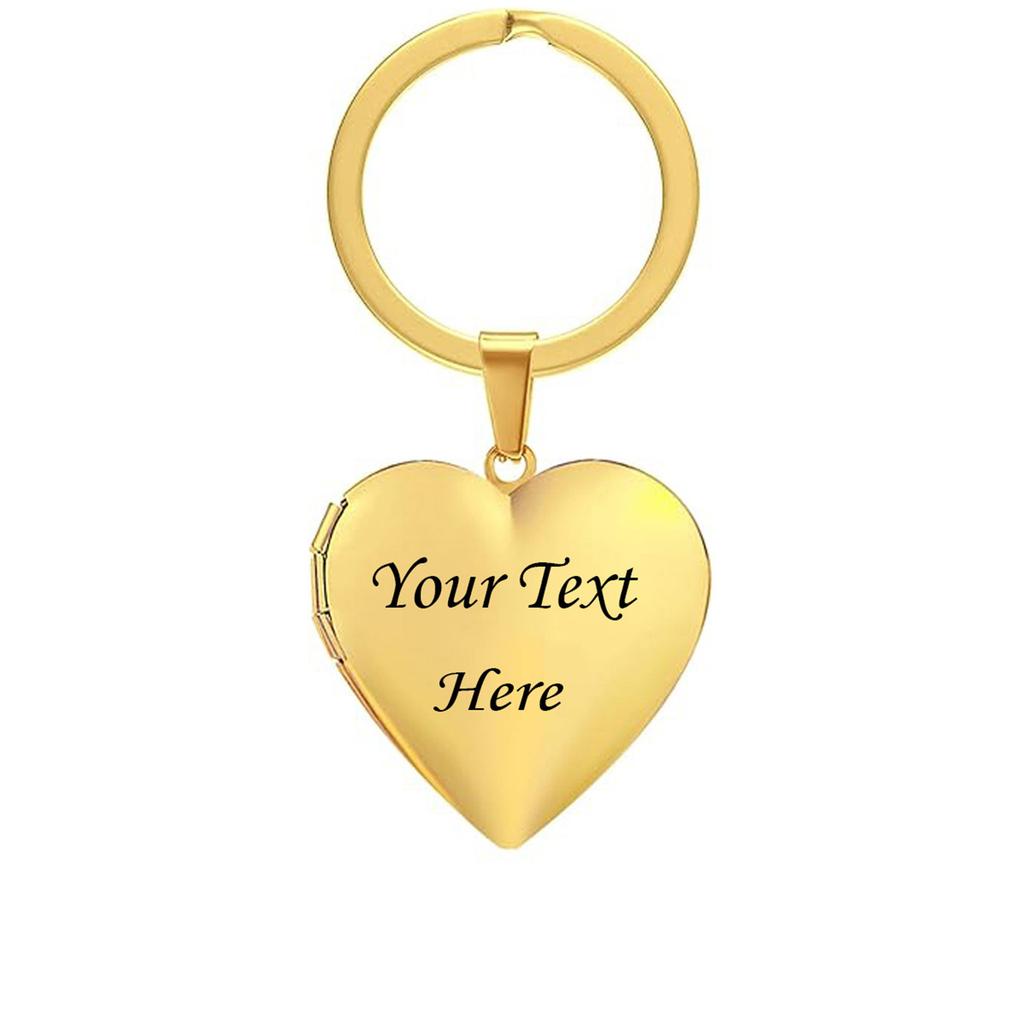 Customization - Carving Stainless Steel Peach Heart Picture Box Pendant, Photo Love Keychain