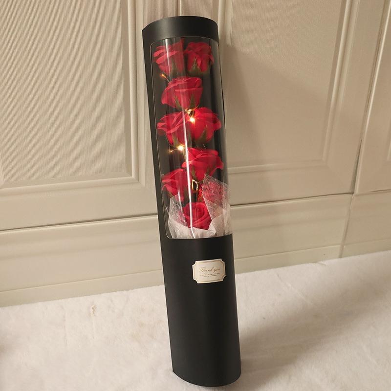 Valentine s Day Romantic Soap Forever Rose Flower Light Gift Box Hug Bucket Eternal Eternal Rose Rose for Gift Atmosphere Decor красный