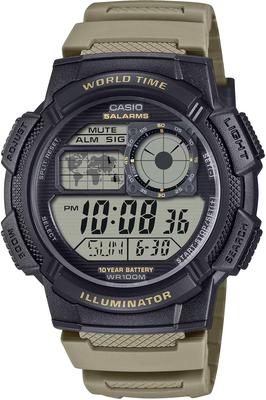 World Time Digital Watch Black X Khaki [Casio] Men's AE-1000W-5AV (Overseas Model)